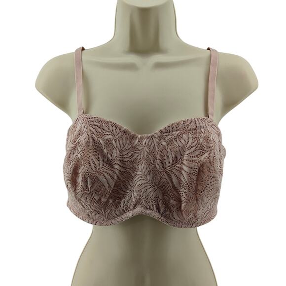 Delimira Multiway Lace Strapless Bra Unlined Underwire Non-Silicone 38C Rose - Picture 1 of 4